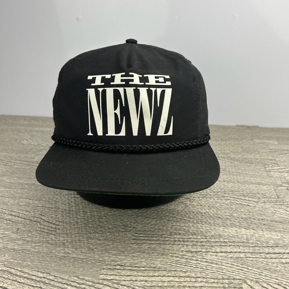 Vintage The Newz Hat Cap Strap‎ Back Black Sketch Comedy TV Show Leather Strap